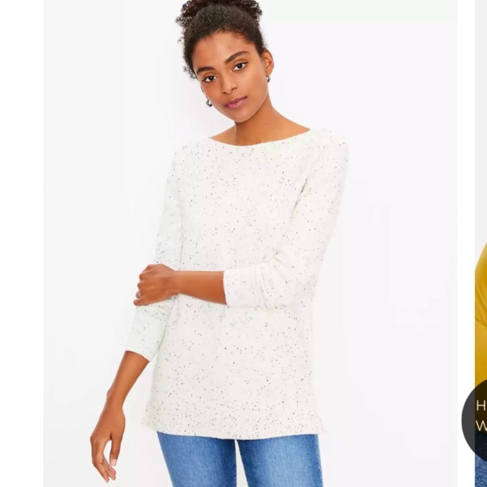 NWT LOFT Petite Flecked Boatneck Tunic Sweater